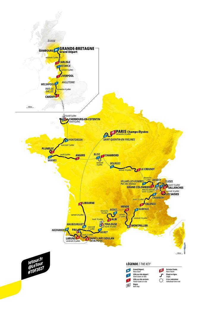 Carte Tour de France 2027