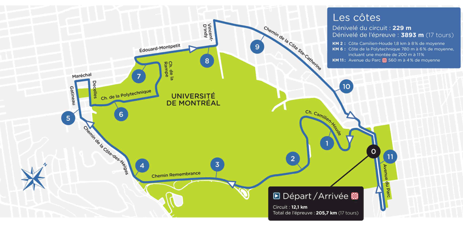 Carte Grand Prix Cycliste de Montréal 2012