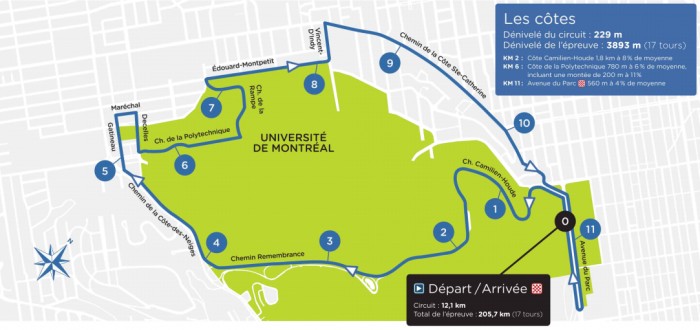 Carte Grand Prix Cycliste de Montréal 2013