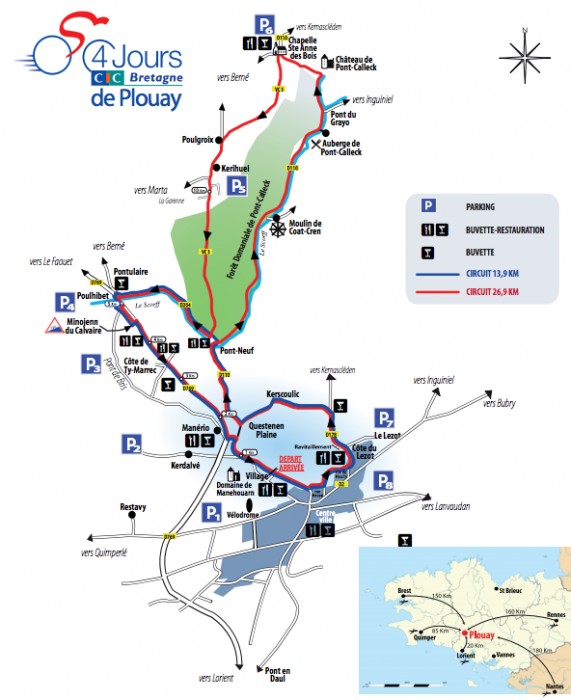 Carte GP Ouest France - Plouay 2014