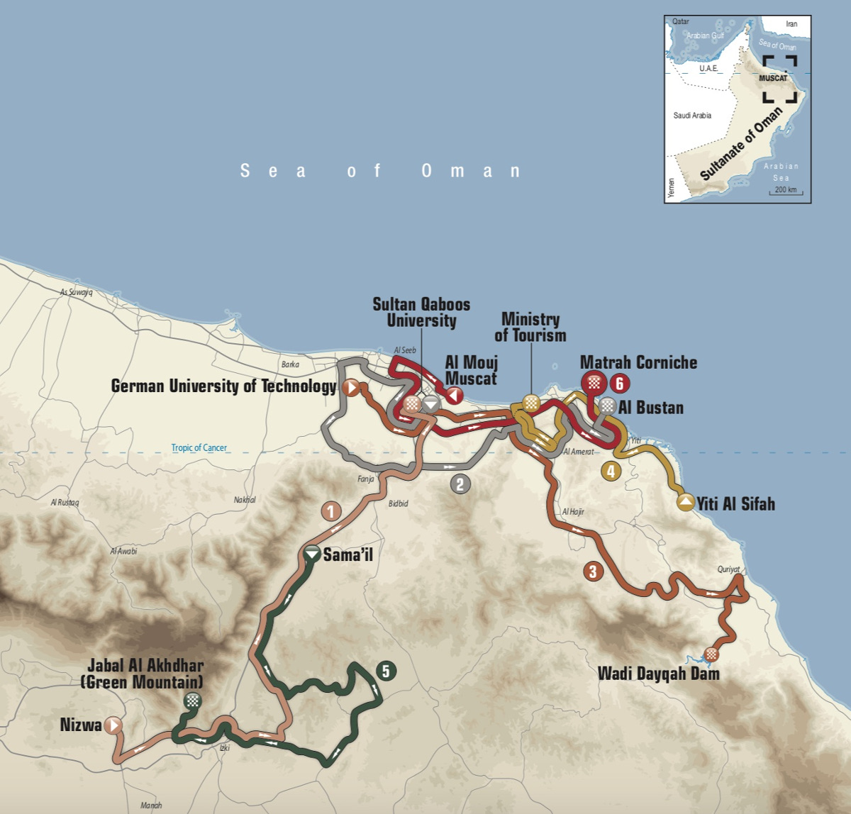 Carte Tour d'Oman 2018