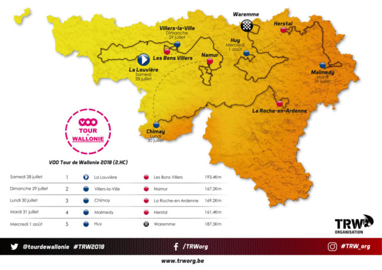 Carte Tour de Wallonie 2018