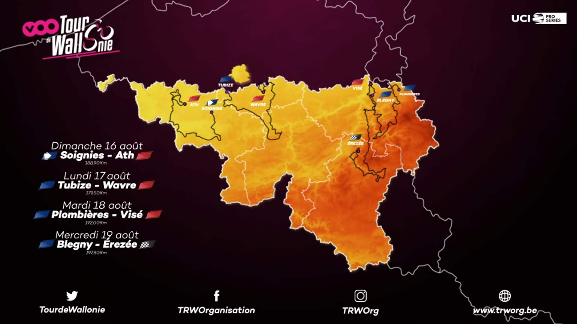 Carte Tour de Wallonie 2020