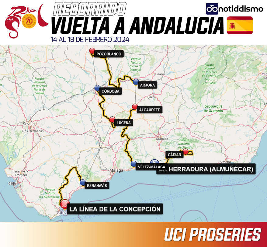 Carte Tour d'Andalousie 2024