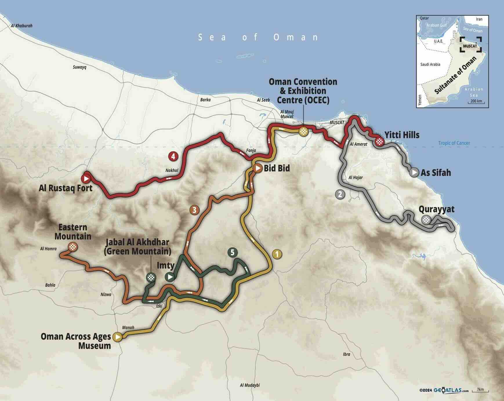 Carte Tour d'Oman 2024