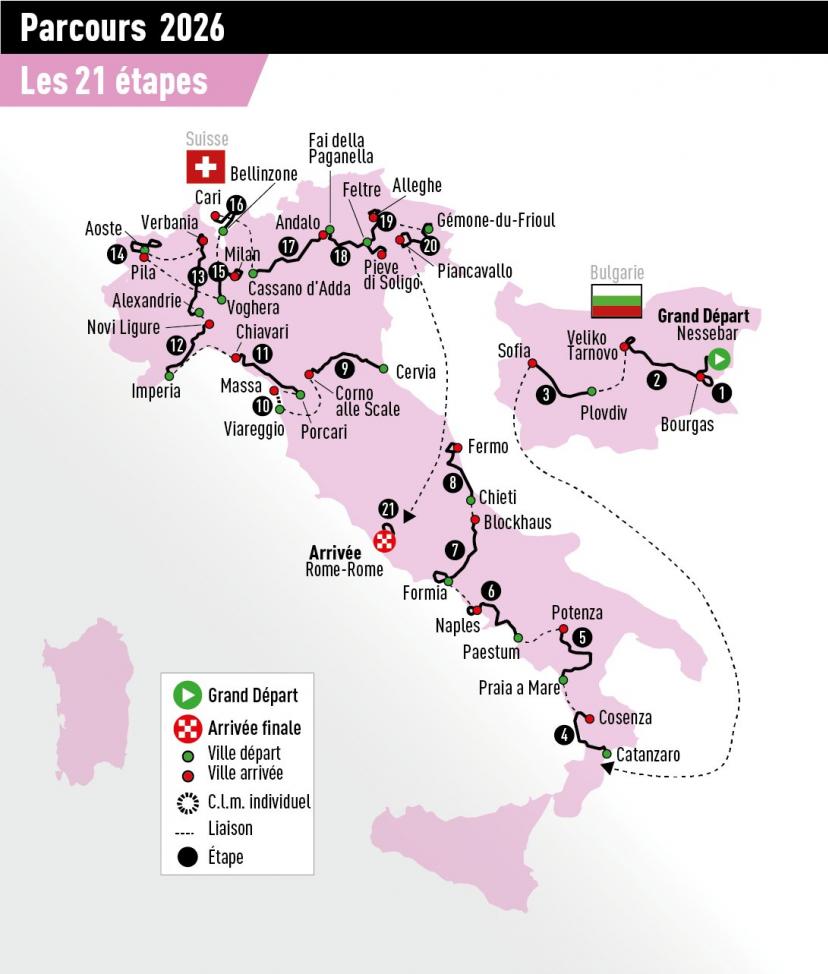 Carte Tour d'Italie 2026