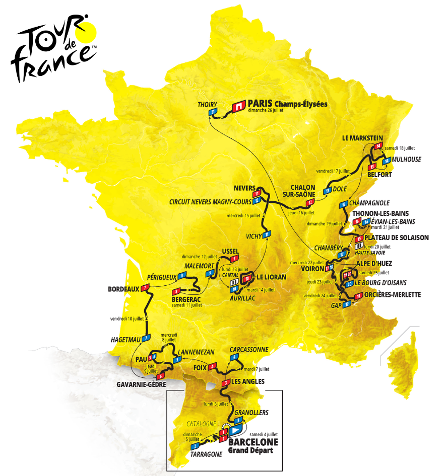 Carte Tour de France 2026