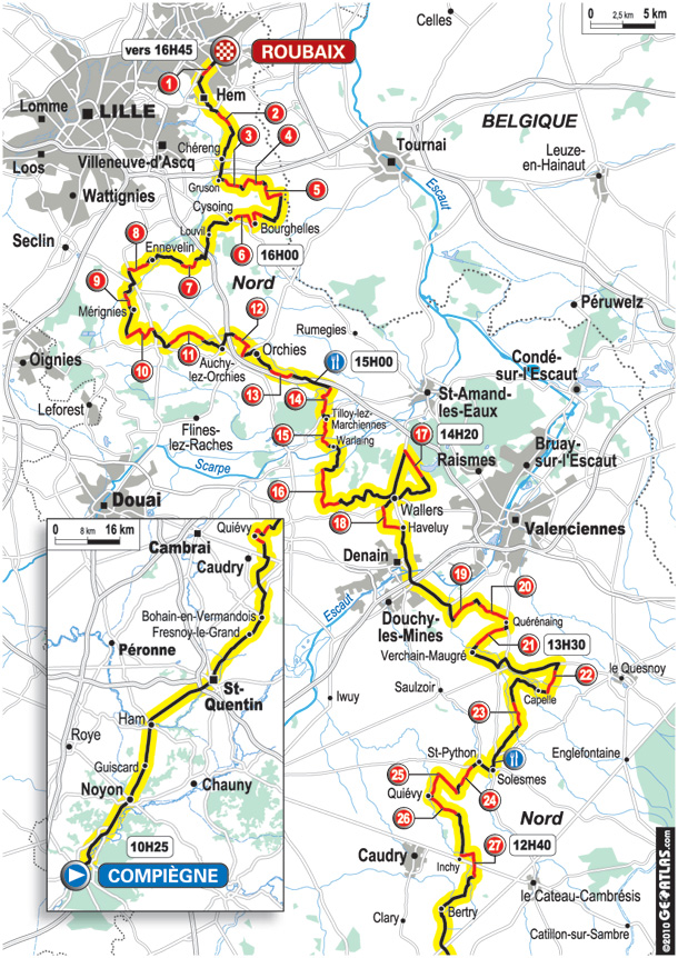 Carte Paris-Roubaix 2010