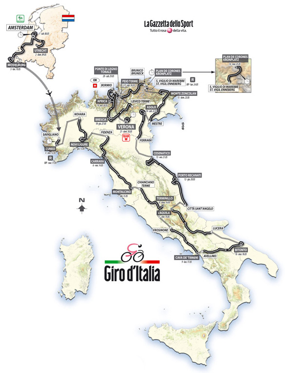 Carte Tour d'Italie 2010