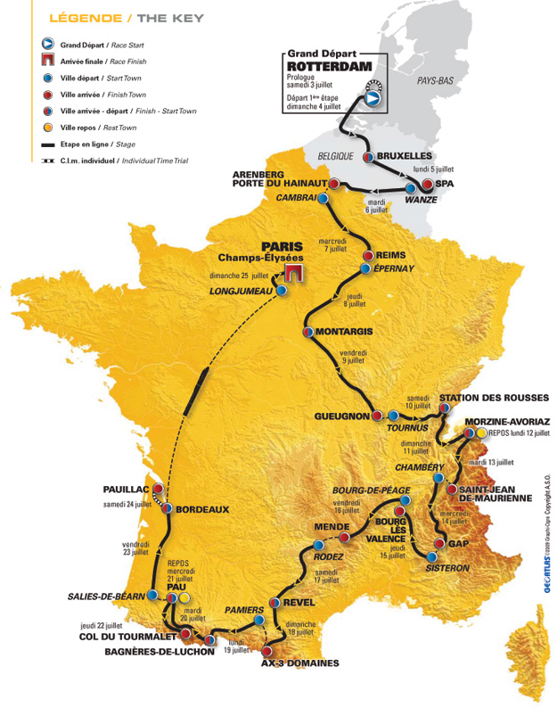 Carte Tour de France 2010