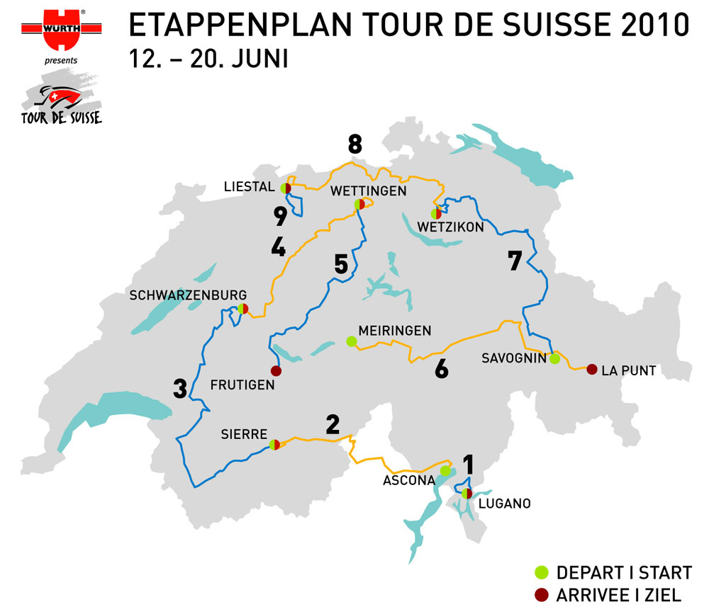 Carte Tour de Suisse 2010