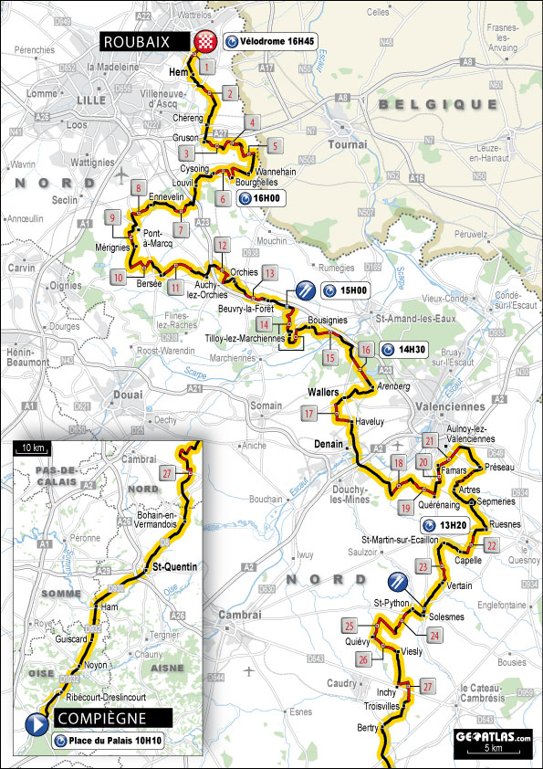 Carte Paris-Roubaix 2011