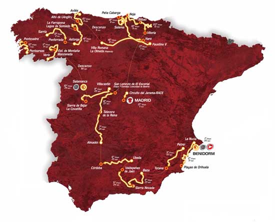 Carte Tour d'Espagne 2011