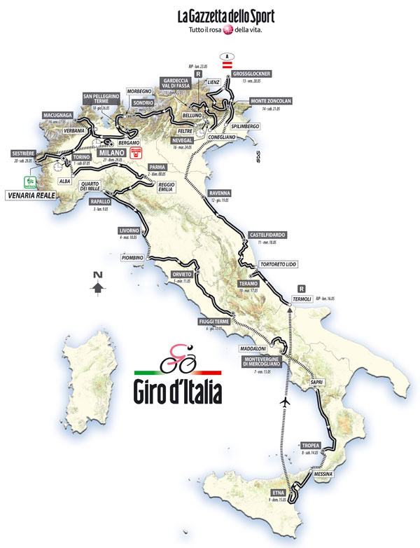 Carte Tour d'Italie 2011