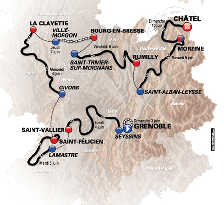Carte Critérium du Dauphiné 2012