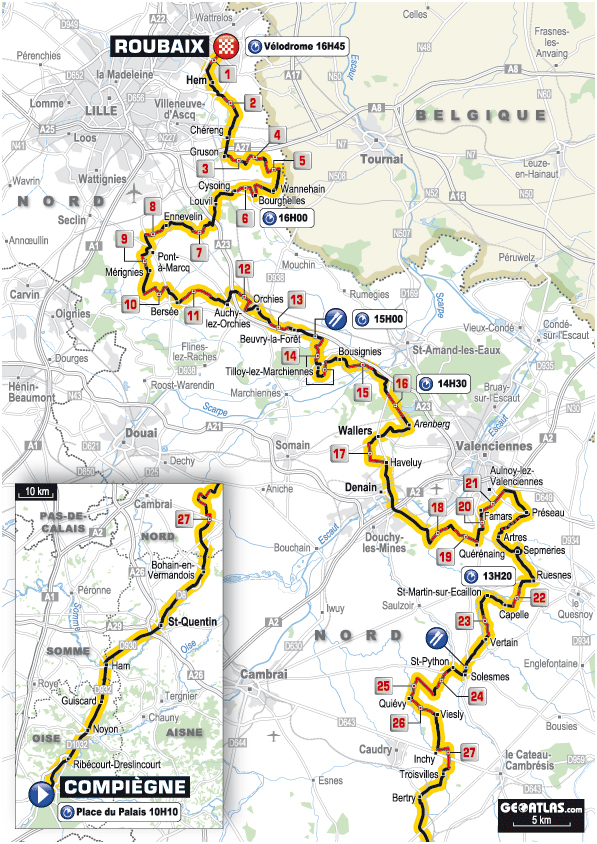 Carte Paris-Roubaix 2012
