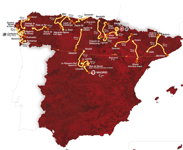 Carte Tour d'Espagne 2012