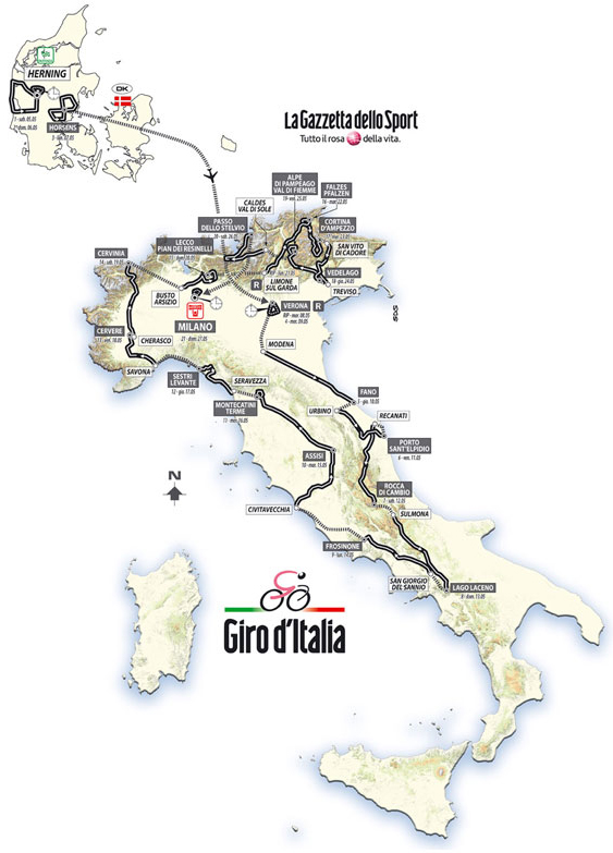 Carte Tour d'Italie 2012