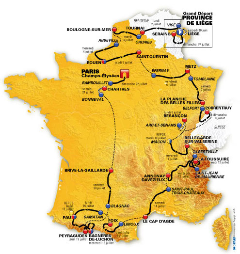 Carte Tour de France 2012