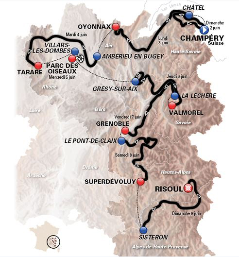 Carte Critérium du Dauphiné 2013