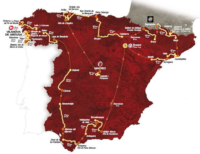 Carte Tour d'Espagne 2013