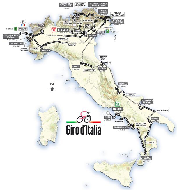 Carte Tour d'Italie 2013