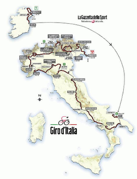 Carte Tour d'Italie 2014