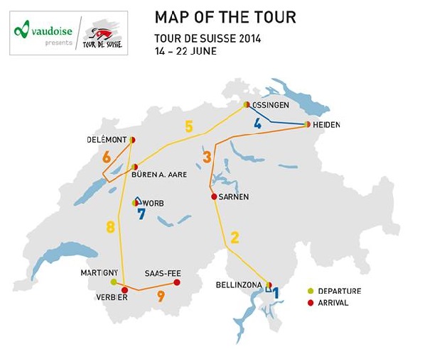 Carte Tour de Suisse 2014