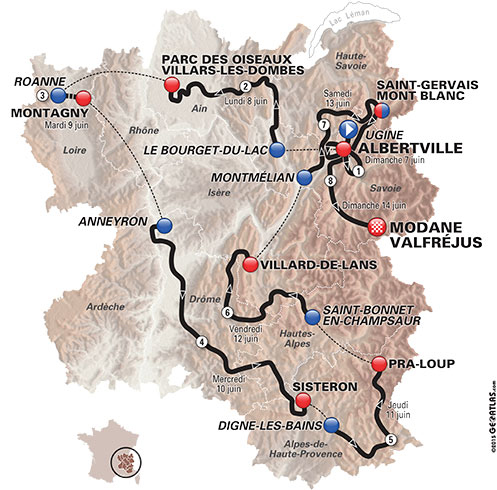 Carte Critérium du Dauphiné 2015
