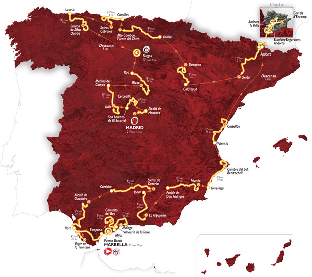 Carte Tour d'Espagne 2015