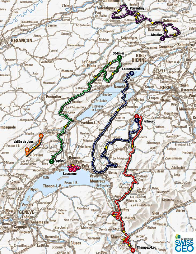 Carte Tour de Romandie 2015
