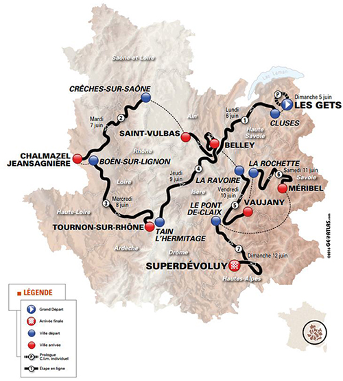 Carte Critérium du Dauphiné 2016