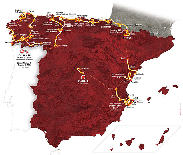 Carte Tour d'Espagne 2016
