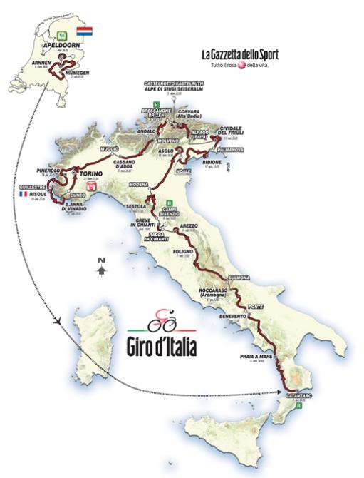 Carte Tour d'Italie 2016