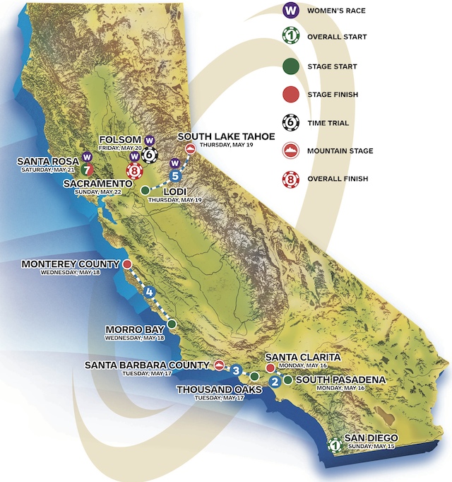 Carte Tour de Californie 2016