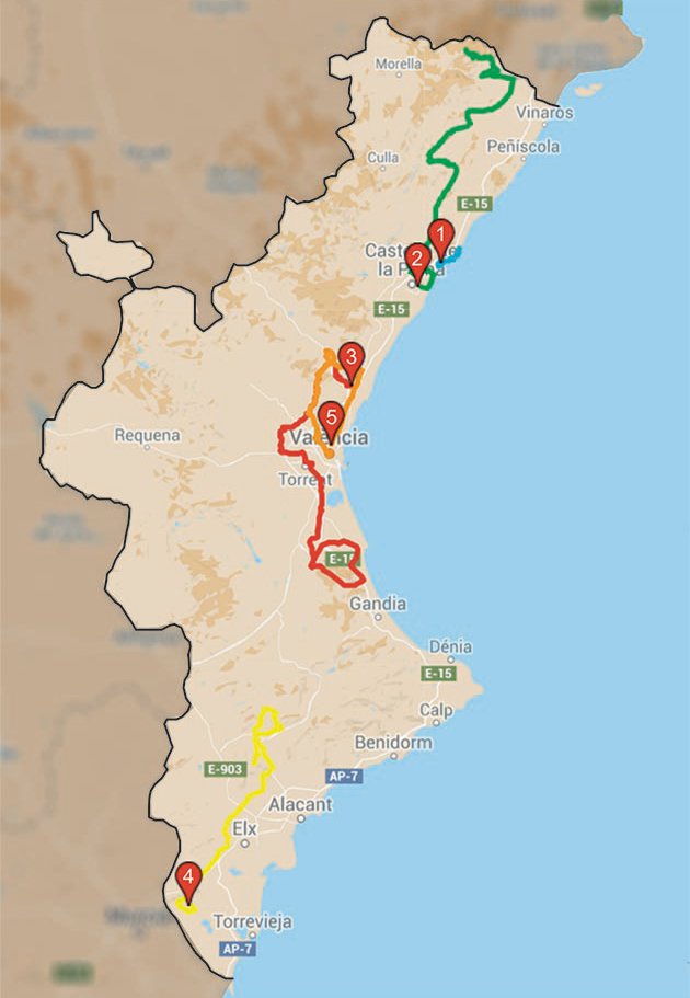 Carte Tour de la Communauté Valencienne 2016
