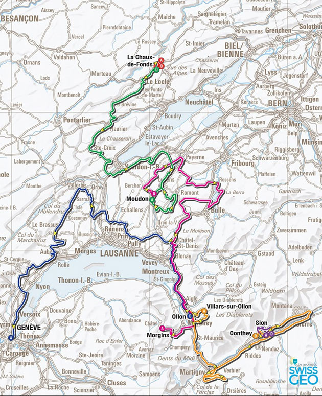 Carte Tour de Romandie 2016