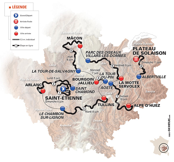 Carte Critérium du Dauphiné 2017
