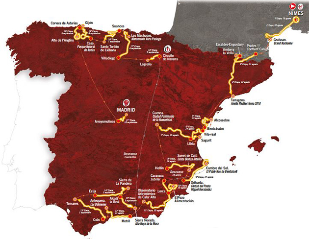 Carte Tour d'Espagne 2017