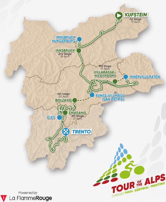Carte Tour des Alpes 2017