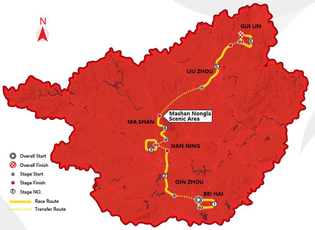 Carte Tour du Guangxi 2017