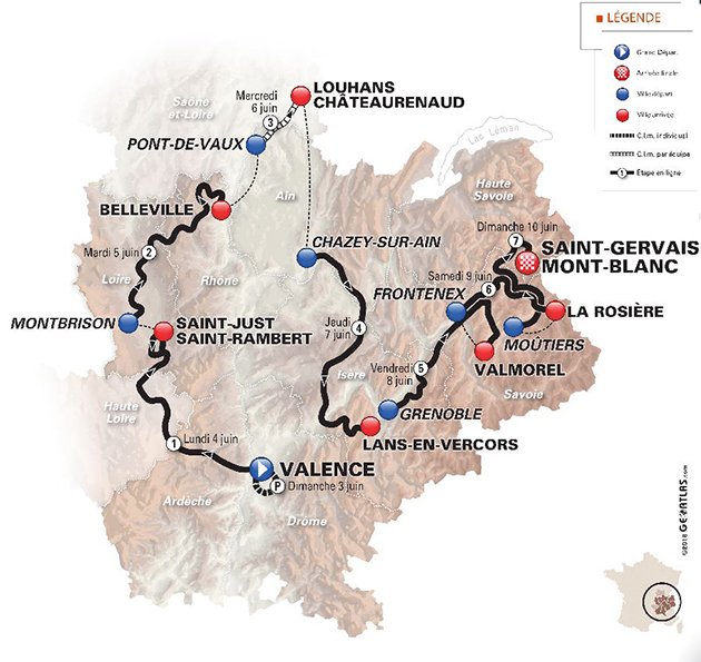 Carte Critérium du Dauphiné 2018