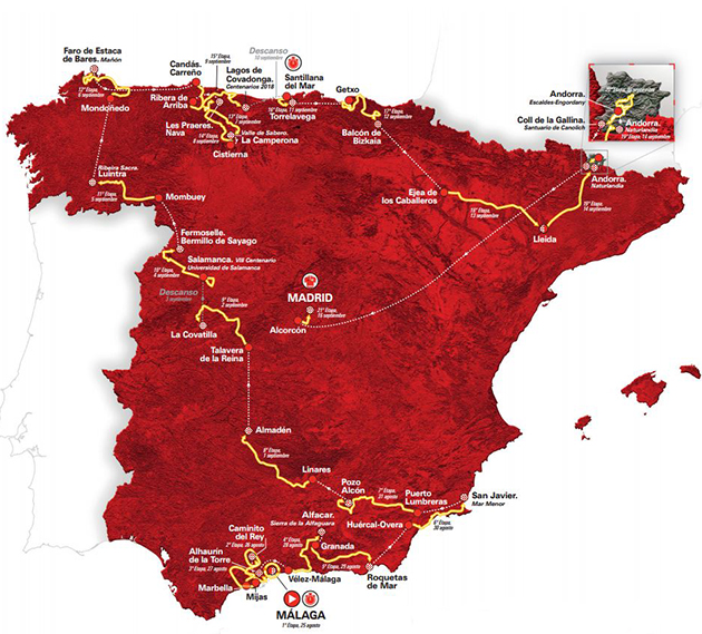 Carte Tour d'Espagne 2018