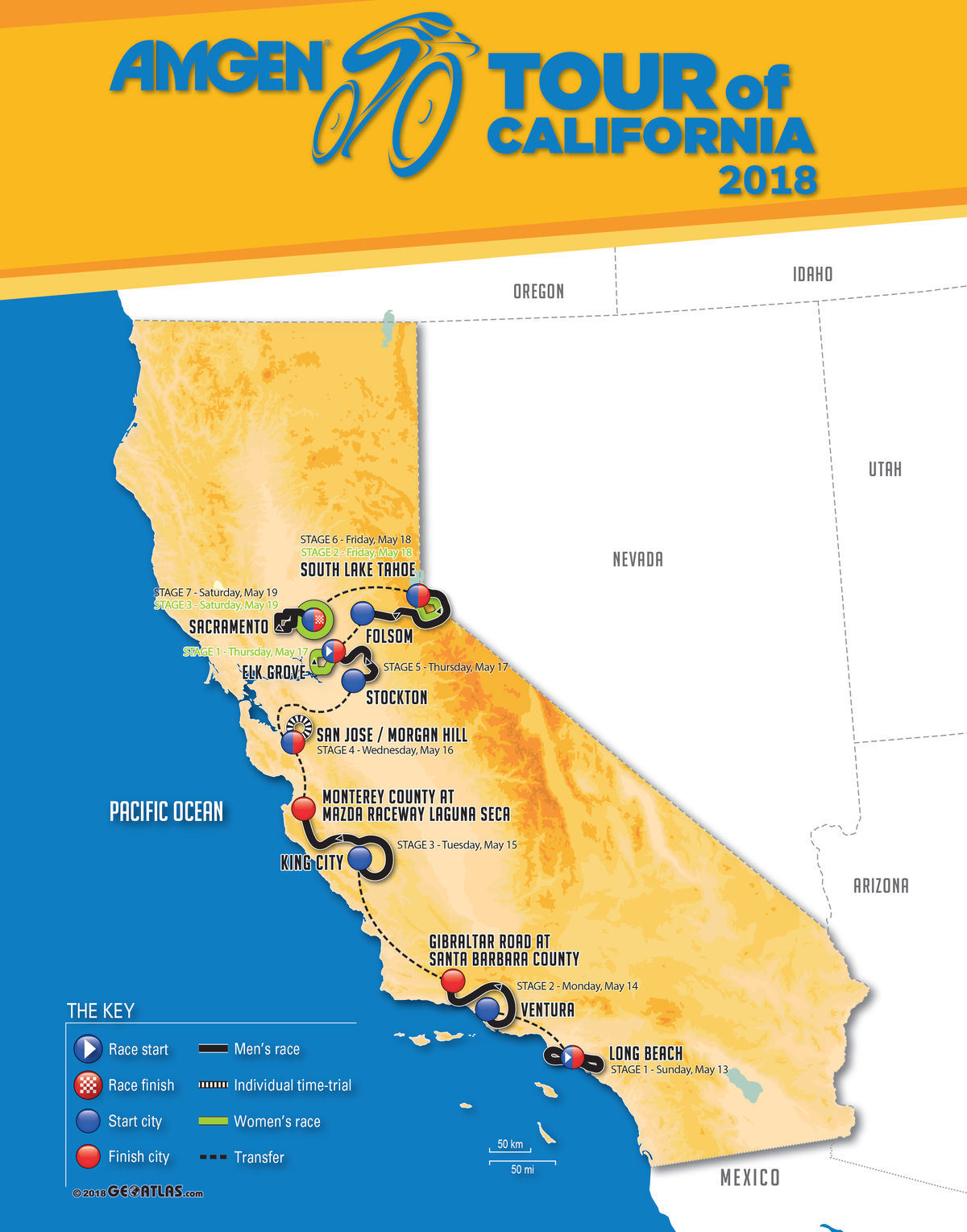 Carte Tour de Californie 2018