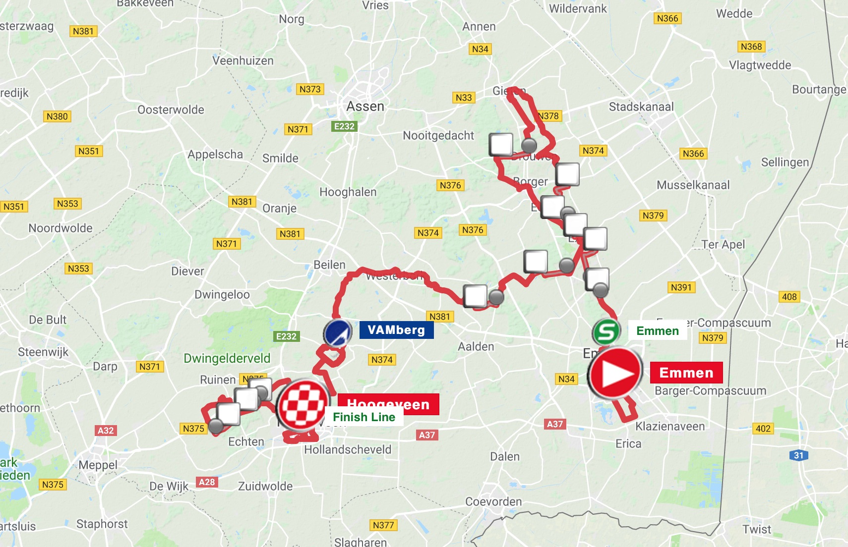 Carte Tour de Drenthe 2018