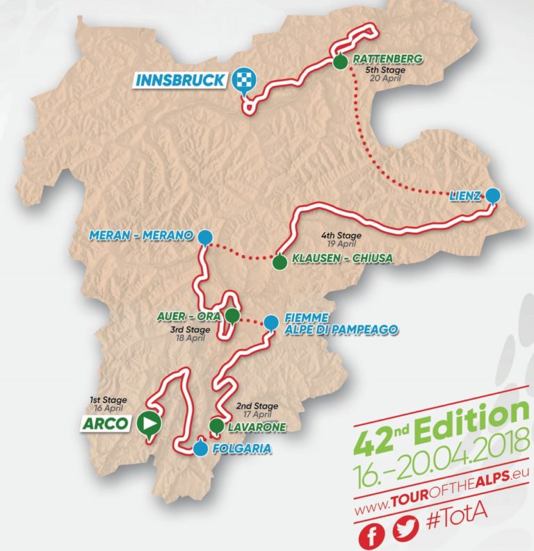 Carte Tour des Alpes 2018