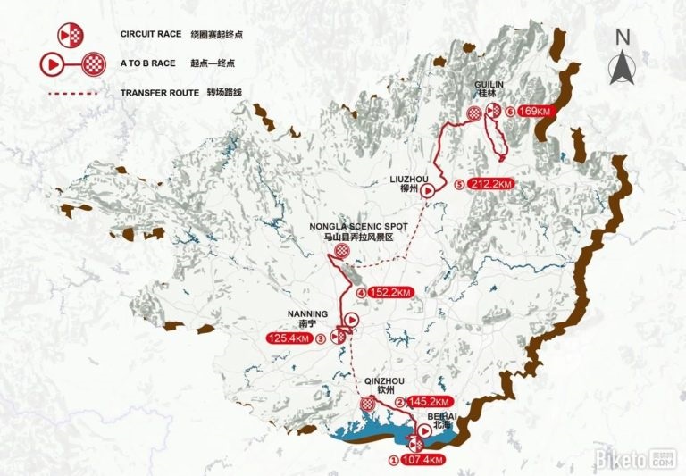 Carte Tour du Guangxi 2018