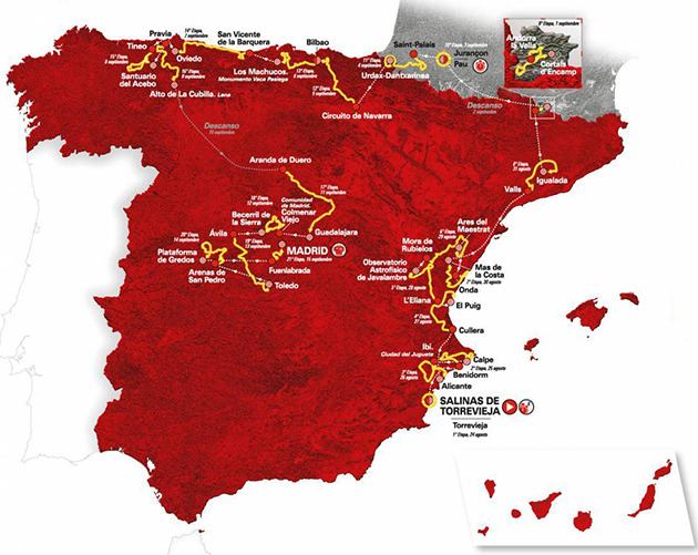 Carte Tour d'Espagne 2019