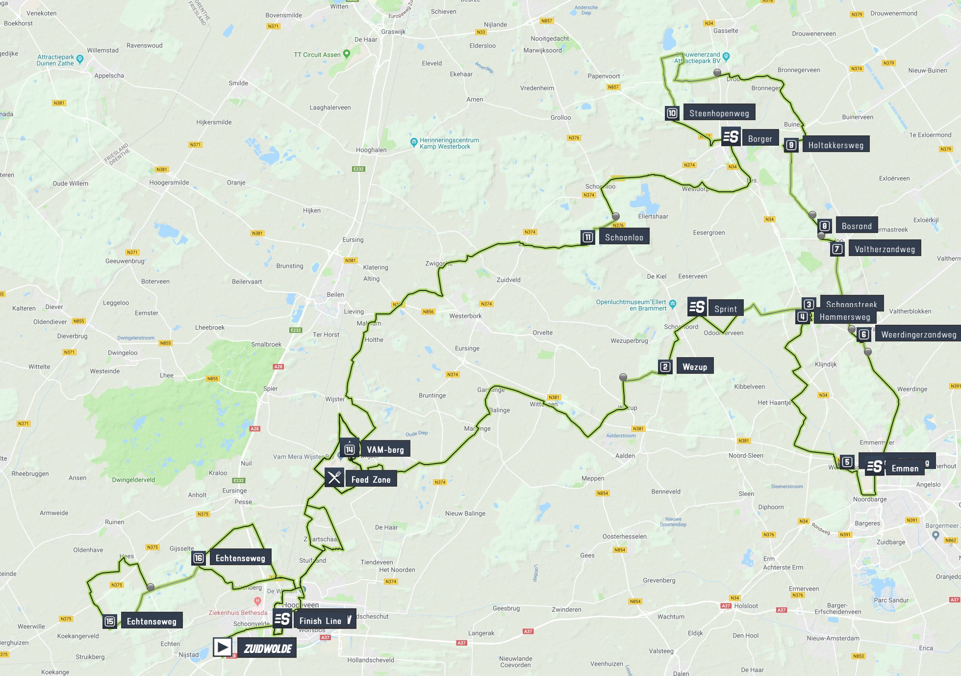 Carte Tour de Drenthe 2019