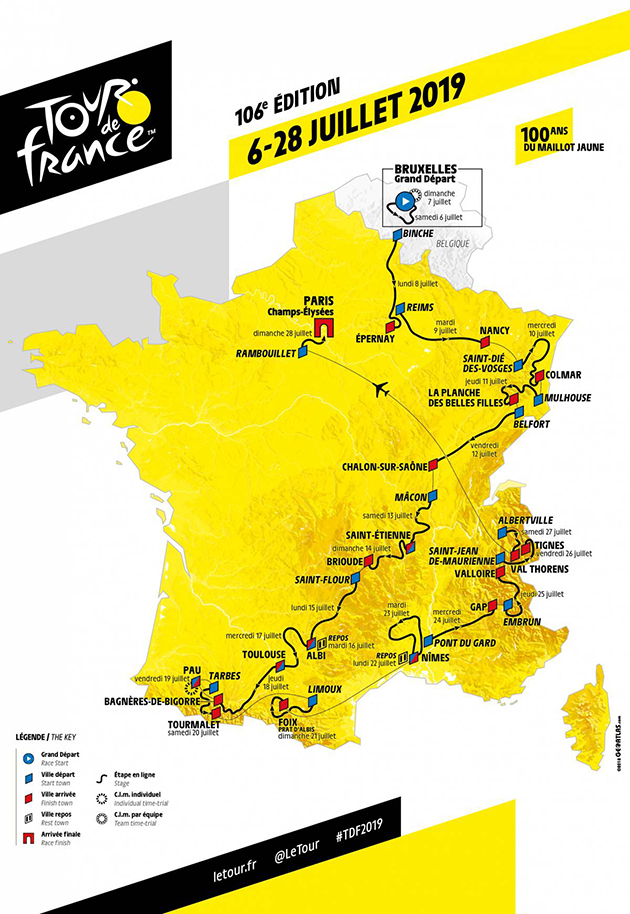 Carte Tour de France 2019